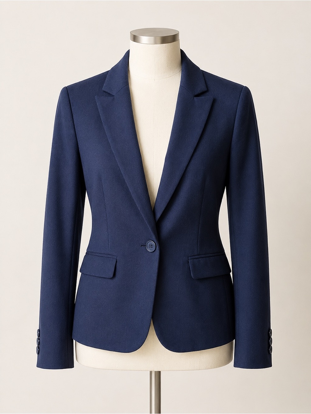 Anne Klein Vintage Navy Blazer 4 | Peak Lapel One Button Power Jacket